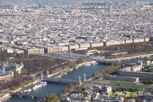 Udsigt fra Eiffeltrnet -  Place de la Concorde midt i billede