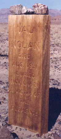 VAL NOLAN - DIED AUG. 1931 BURIED NOV. 6. 1931 -  A VICTIM OF THE ELEMENTS